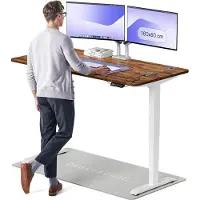 Desktronic HomePro Zit-sta Bureau Elektrisch In Hoogte Verstelbaar, 160x80 cm Massief Notenhout/Wit, Stille Dubbele Motor, Hoogte 62-126cm