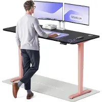 Desktronic HomePro Zit-sta Bureau Elektrisch In Hoogte Verstelbaar, 180x80 cm Roze/Zwart, Stille Dubbele Motor, Hoogte 62-126cm