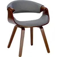 CLP Foley Eetkamerstoel - Met armleuning - Houten frame - walnoot/grijs Stof