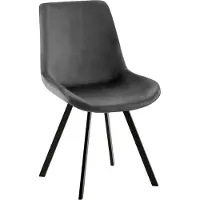 CLP Lewes Eetkamerstoel - Met rugleuning - Met houten poten - Met rugleuning - Velvet - Ffluweel - Fluweel/donkergrijs