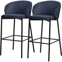 ML-Design Barkruk set van 2 donkerblauw 50x101x54 cm met rugleuning en voetensteun tot 120 kg