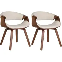 CLP Foley Set van 2 eetkamerstoelen - Met armleuning - Houten frame - eiche/creme Kunstleer