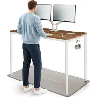 Desktronic HomeMax Zit-sta Bureau Elektrisch In Hoogte Verstelbaar, 160x80 cm Massief Notenhout/Wit, Stille Vier Motorsysteem, Hoogte 74-119cm