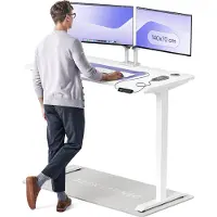 Desktronic HomePro Zit-sta Bureau Elektrisch In Hoogte Verstelbaar, 140x70cm Wit/Wit, Stille Dubbele Motor, Hoogte 62-126cm