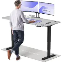 Desktronic HomePro Zit-sta Bureau Elektrisch In Hoogte Verstelbaar, 180x80cm Zwart/Grijs, Stille Dubbele Motor, Hoogte 62-126cm