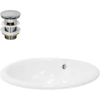 LuxeBath Wastafel incl. afvoerset zonder overloop 69x46x13 cm Wit keramiek ML-Design