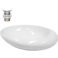 LuxeBath Wastafel 630x420x120 mm wit keramiek incl. afvoerset zonder overloop