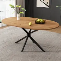 Sweiko eettafel, L120 x B80 x H75,5 cm, moderne eettafel, stabiele eettafel, metalen poten, ovale eettafel, eettafel voor 4-6 personen, moderne, eenvoudige eettafel, natuurlijke uitstraling