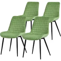 ML-Design Eetkamerstoel set van 4 salie met fluwelen bekleding en stalen poten Keukenstoel met rugleuning ML design