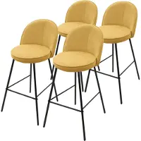ML-Design Barkruk set van 4 mosterd 52x102x50 cm met rugleuning en voetensteun tot 120 kg