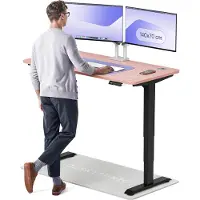 Desktronic HomePro Zit-sta Bureau Elektrisch In Hoogte Verstelbaar, 140x70 cm Zwart/Roze, Stille Dubbele Motor, Hoogte 62-126cm
