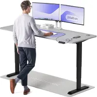 Desktronic HomePro Zit-sta Bureau Elektrisch In Hoogte Verstelbaar, 200x80cm Zwart/Grijs, Stille Dubbele Motor, Hoogte 62-126cm
