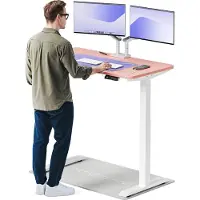 Desktronic HomeOne Zit-sta Bureau Elektrisch In Hoogte Verstelbaar, 120x60 cm Wit/Roze, Stille Dubbele Motor, Hoogte 72-119cm