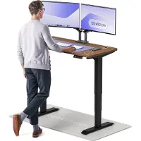 Desktronic HomePro Zit-sta Bureau Elektrisch In Hoogte Verstelbaar, 120x60cm Zwart/Notenhout, Stille Dubbele Motor, Hoogte 62-126cm
