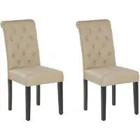 Beliani VELVA - Eetkamerstoel - Zandbeige - Polyester