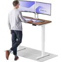 Desktronic HomePro Zit-sta Bureau Elektrisch In Hoogte Verstelbaar, 120x60cm Wit/Notenhout, Stille Dubbele Motor, Hoogte 62-126cm