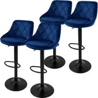 ML-Design Set van 4 barkrukken Holly velvet | fluweel blauw 37x106x47 cm barkrukken | NADUVI