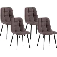CLP Antibes Set van 4 Eetkamerstoelen - Zonder armleuning - Metaal frame - Stof/bruin