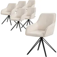 ML-Design eetkamerstoelen draaibaar set van 6, textiel geweven stof, crème, woonkamerstoel met armleuning/rugleuning,