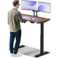 Desktronic HomeOne Zit-sta Bureau Elektrisch In Hoogte Verstelbaar, 120x60cm, Zwart/Notenhout, Stille Dubbele Motor, Hoogte 72-119cm