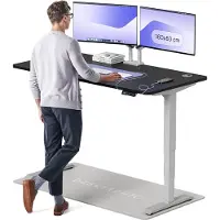Desktronic HomePro Zit-sta Bureau Elektrisch In Hoogte Verstelbaar, 160x80cm Grijs/Zwart, Stille Dubbele Motor, Hoogte 62-126cm