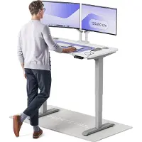 Desktronic HomePro Zit-sta Bureau Elektrisch In Hoogte Verstelbaar, 120x60cm Grijs/Wit, Stille Dubbele Motor, Hoogte 62-126cm
