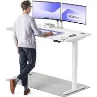 Desktronic HomePro Zit-sta Bureau Elektrisch In Hoogte Verstelbaar, 160x80cm Wit/Wit, Stille Dubbele Motor, Hoogte 62-126cm