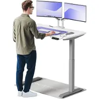 Desktronic HomeOne Zit-sta Bureau Elektrisch In Hoogte Verstelbaar, 120x60cm, Grijs/Wit, Stille Dubbele Motor, Hoogte 72-119cm