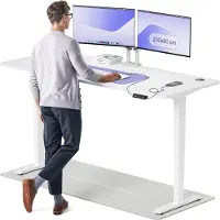 Desktronic HomePro Zit-sta Bureau Elektrisch In Hoogte Verstelbaar, 200x80cm Wit/Wit, Stille Dubbele Motor, Hoogte 62-126cm