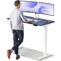 Desktronic HomePro Zit-sta Bureau Elektrisch In Hoogte Verstelbaar, 140x70 cm Wit/Blauw, Stille Dubbele Motor, Hoogte 62-126cm