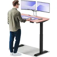 Desktronic HomeOne Zit-sta Bureau Elektrisch In Hoogte Verstelbaar, 120x60 cm Zwart/Roze, Stille Dubbele Motor, Hoogte 72-119cm