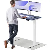 Desktronic HomePro Zit-sta Bureau Elektrisch In Hoogte Verstelbaar, 120x60 cm Wit/Blauw, Stille Dubbele Motor, Hoogte 62-126cm
