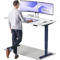 Desktronic HomePro Zit-sta Bureau Elektrisch In Hoogte Verstelbaar, 160x80 cm Blauw/Wit, Stille Dubbele Motor, Hoogte 62-126cm