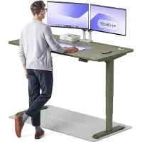 Desktronic HomePro Zit-sta Bureau Elektrisch In Hoogte Verstelbaar, 160x80 cm Groente/Groente, Stille Dubbele Motor, Hoogte 62-126cm