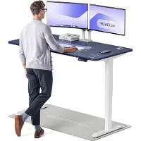 Desktronic HomePro Zit-sta Bureau Elektrisch In Hoogte Verstelbaar, 160x80 cm Wit/Blauw, Stille Dubbele Motor, Hoogte 62-126cm