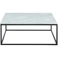 Vente-unique Salontafel design ARETHA - Marmer en Metaal - Wit en Zwart