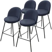 ML-Design Barkruk set van 4 donkerblauw 52x102x50 cm met rugleuning en voetensteun tot 120 kg