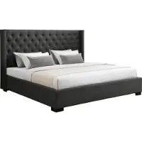 Vente-unique Bedframe stof grijs 200 x 200 cm MASSIMO