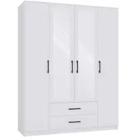 Top E Shop Topeshop ROMANA 160 BIEL: Slaapkamerkast met 11 planken en 4 deuren, wit. Garderobe