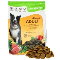 Lecker.Pet 4 kg Luna's Adult Struisvogel met aardappel & appel hondenvoer droogvoer complete voeding