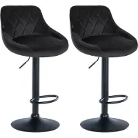 CLP Set van 2 barstoelen Lazio, bekleding: fluweel, kleur: zwart, frame: zwart