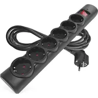 Emos Overspanningsbeveiliging – 6 stopcontacten, 3 m, zwart, P54219