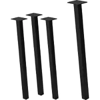 ML-Design Set van 4 tafelpoten schuin 72 cm glanzend zwart gepoedercoat staal hoekprofiel 4x4 cm I-vorm 96° helling ML ontwerp