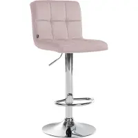 CLP Peru Barkruk - Met rugleuning - Voetsteun - Fluweel - Velvet - chroom/roze
