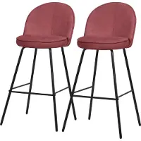 ML-Design Barkruk set van 2 rood 52x102x50 cm met rugleuning en voetensteun tot 120 kg