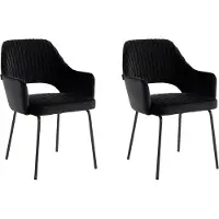 DOMUS Britney-Eetkamerstoel - Set van 2 - Zwart Fluweel