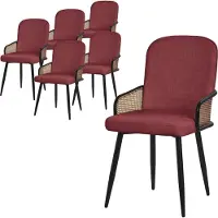 ML-Design Eetkamerstoelen set van 6 rood met arm & rugleuning, gestoffeerde stoelen voor eetkamer & keuken