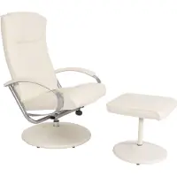 Mendler Relaxfauteuil TV-fauteuil N44 met hocker ~ crème-wit