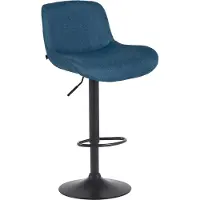 CLP Solon Barkruk - met rugleuning - in hoogte verstelbaar - draaibaar - zwart frame - zwart/blauw
