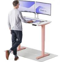 Desktronic HomePro Zit-sta Bureau Elektrisch In Hoogte Verstelbaar, 120x60 cm Roze/Wit, Stille Dubbele Motor, Hoogte 62-126cm
